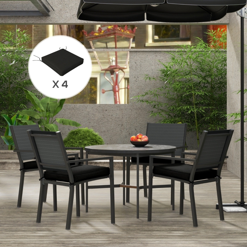 Best 4-Piece Seat Cushions Pillow Replacement, Patio Chair Cushions Set with Ties for Indoor Outdoor, Black - Image 10