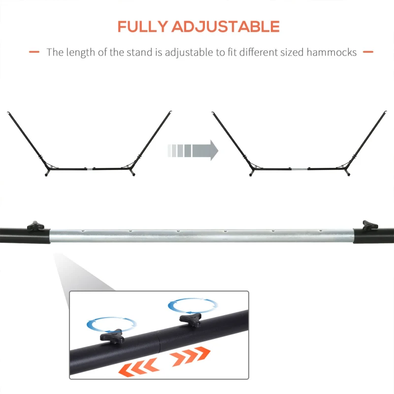 Best Outdoor Garden Hammock with Stand, Double Cotton Hammock with Adjustable Steel Frame, Swing Hanging Bed with Pillow, for Garden, Patio, Beach, Red Stripes - Image 6