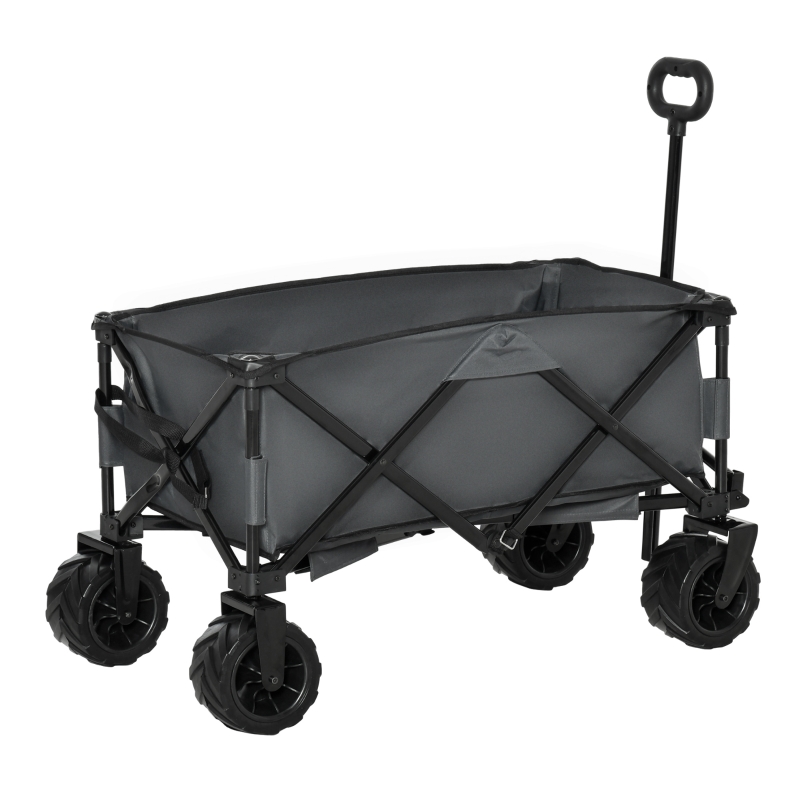 Best Outdoor Pull Along Cart Folding Cargo Wagon Trailer Trolley for Beach Garden with Handle, Anti-Slip Wheel - Dark Grey - Image 11