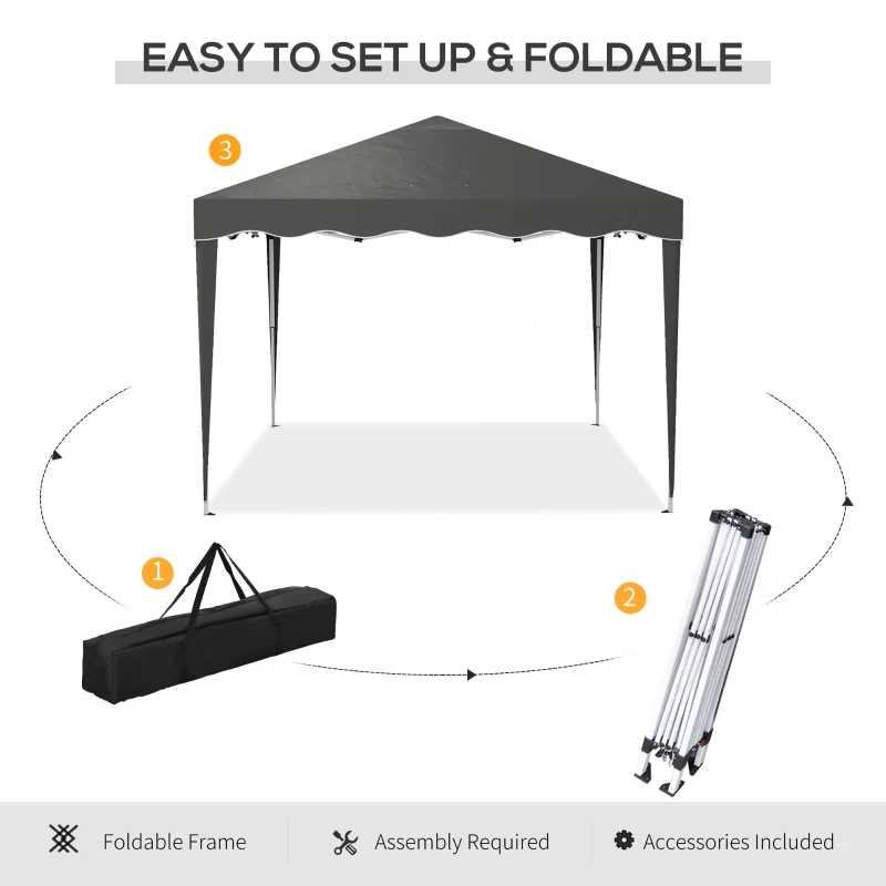 Best 3 x 3cm Adjustable Height Pop-Up Gazebo, with Bag - Grey - Image 5
