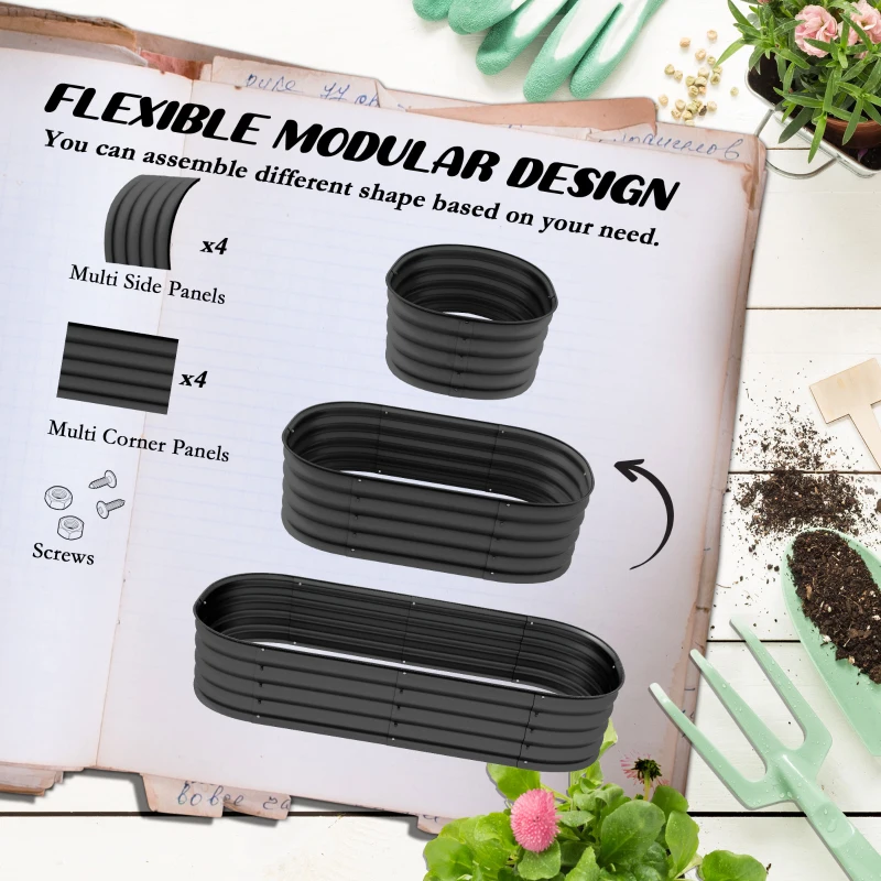 Best Galvanised Raised Garden Bed, Metal Planter Box with Safety Edging, for Flowers, Herbs, Succulents, Dark Grey - Image 4