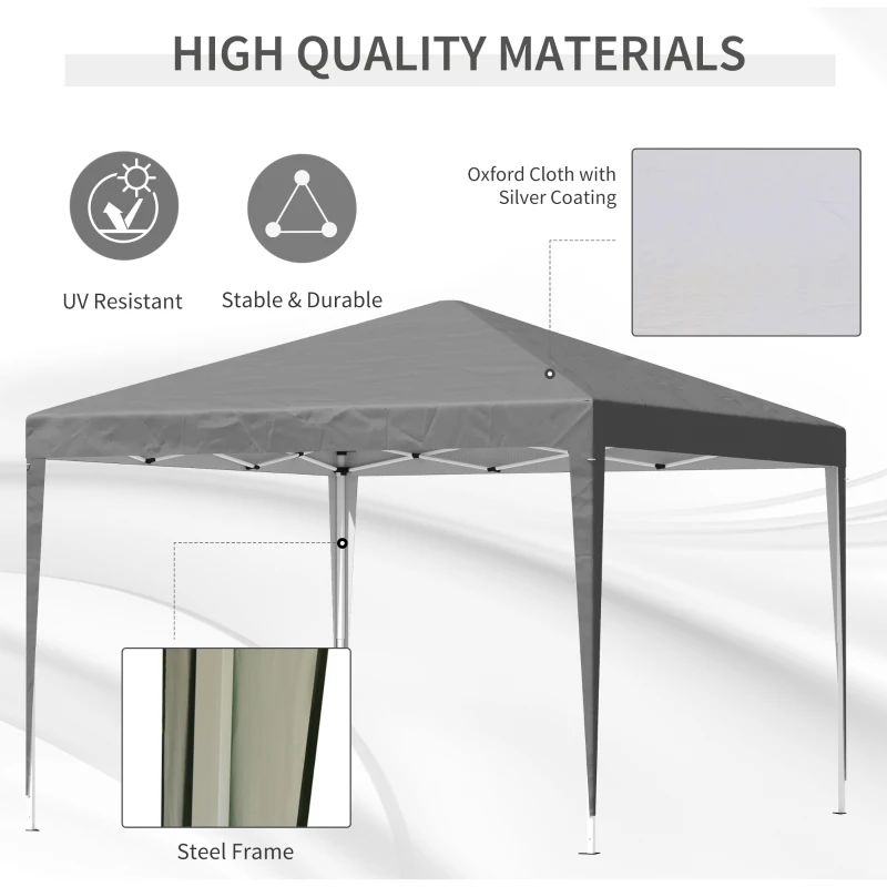 Best 3 x 3 m Garden Pop Up Gazebo Marquee Party Tent Wedding Canopy, Height Adjustable with Carrying Bag, Grey - Image 4