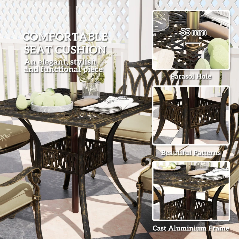 Best Five-Piece Cast Aluminium Garden Dining Set - Bronze Tone - Image 6