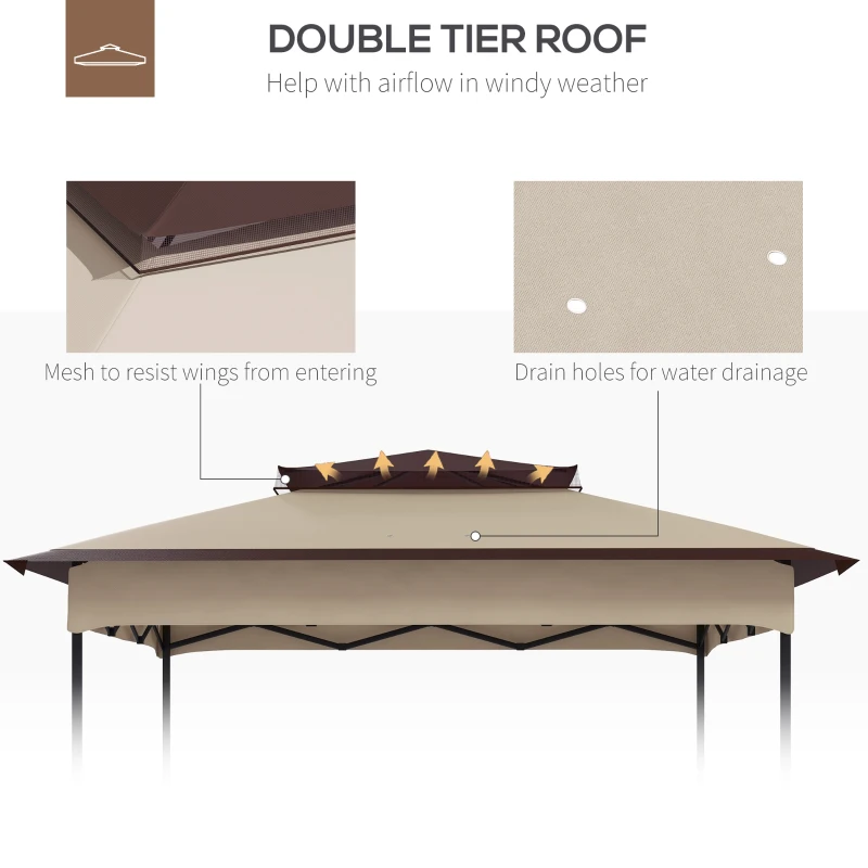 Best Pop up Gazebo Cover, 2-Tier Gazebo Roof Replacement for 3.25m x 3.25m Frame, 30+ UV Protection, Beige - Image 5