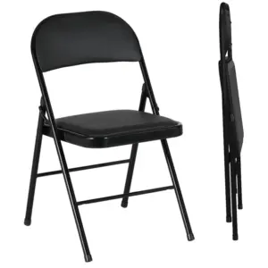 Best Set of Two Cushioned Steel Folding Chairs - Black