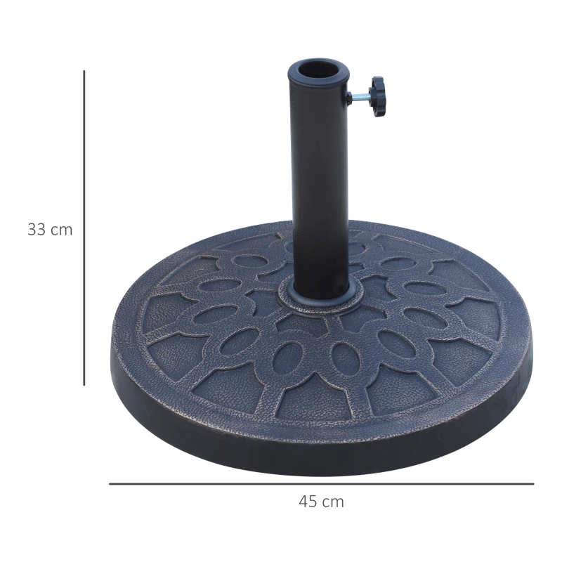 Best 13kg Resin Umbrella Stand Holder, Garden Parasol Base for 38mm or 48mm Outdoor Umbrella Poles, Bronze Tone - Image 3