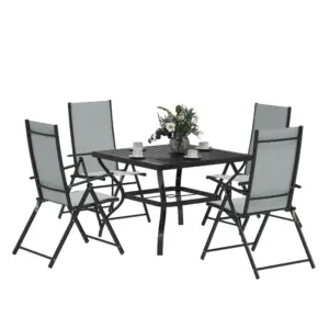 Best Five-Piece Steel Frame Patio Set - Grey/Black