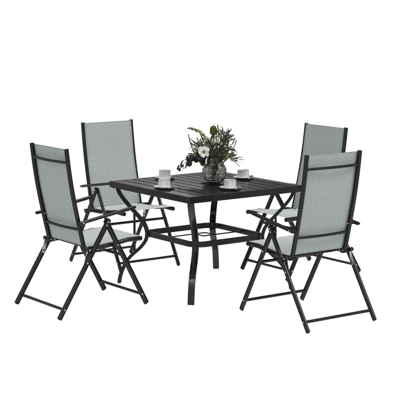 Best Five-Piece Steel Frame Patio Set - Grey/Black