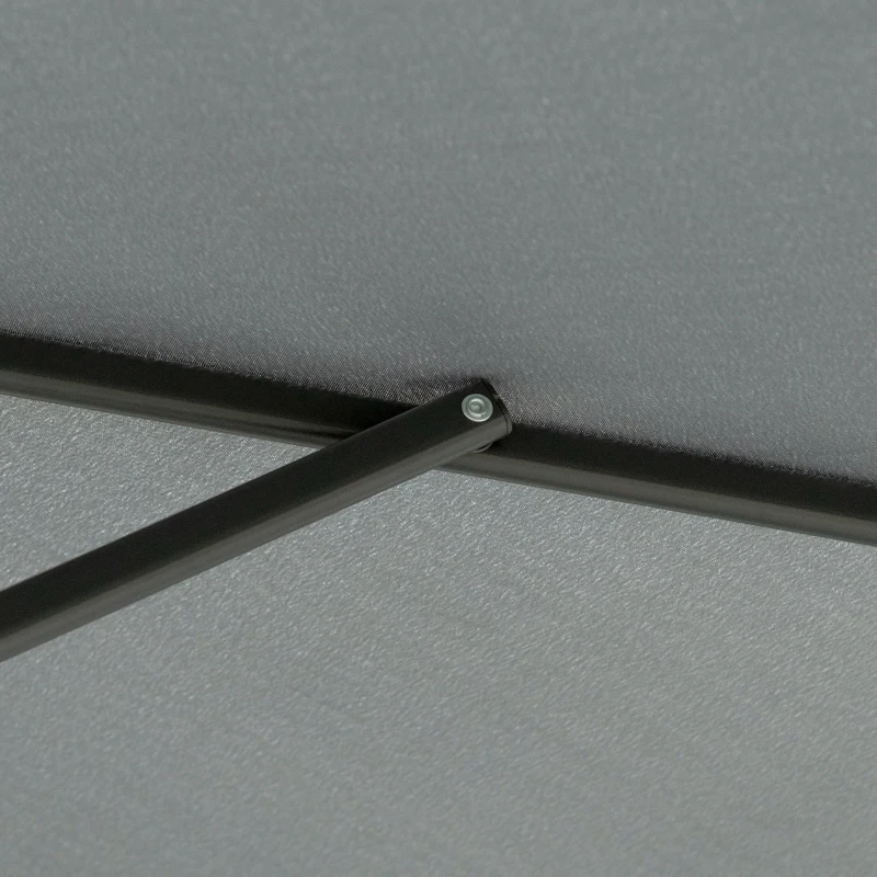 Best 3m Cantilever Parasol with Easy Lever, Patio Umbrella with Crank Handle, Cross Base and 6 Metal Ribs, Outdoor Sun Shades for Garden, Grey - Image 8