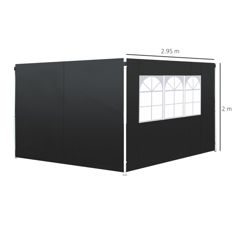 Best 3 Meters Gazebo Replaceable Exchangeable Side Panel Wall Panels Walls With Window, Black - Image 3