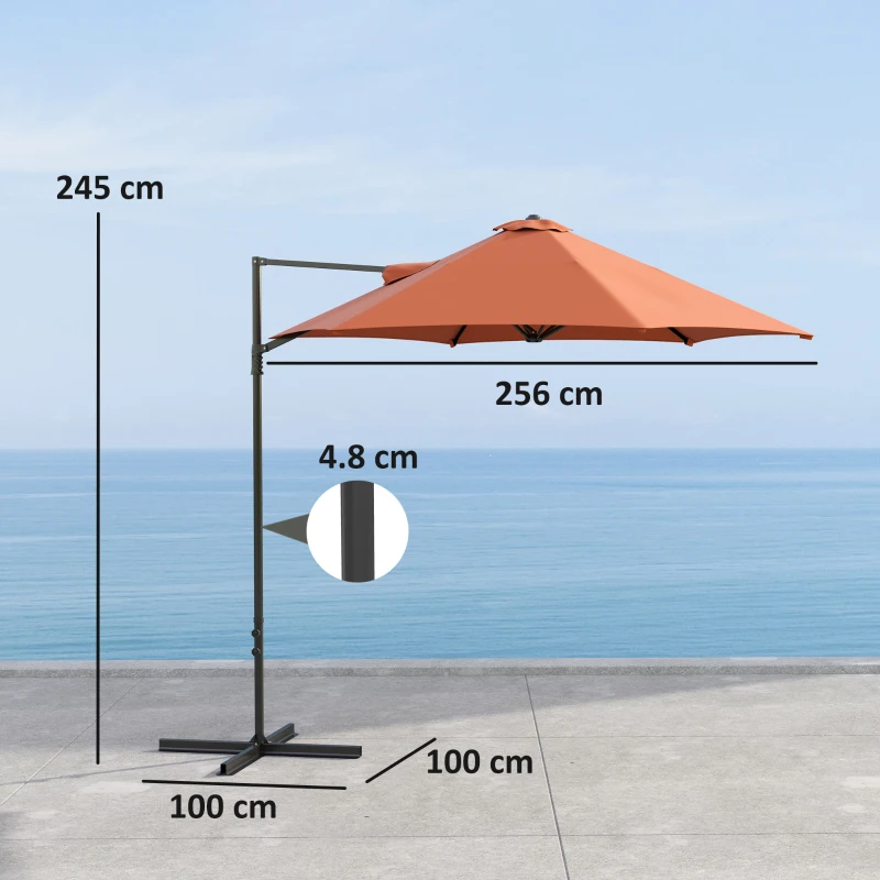 Best 2.5m Rotating Cantilever Parasol - Orange - Image 3