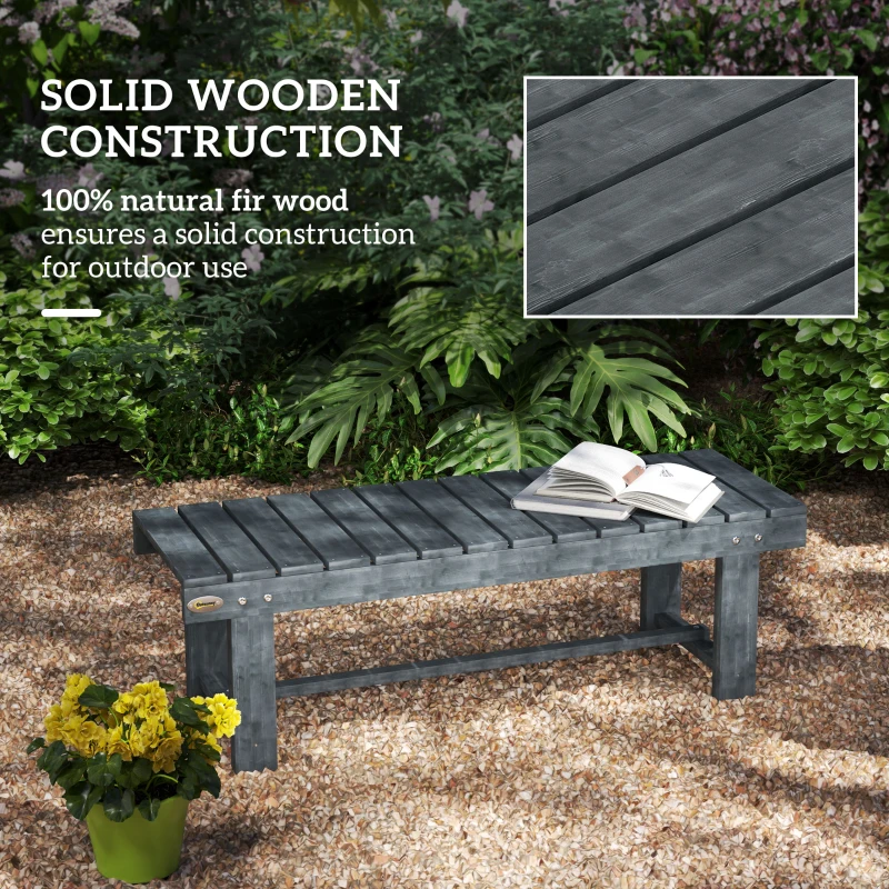 Best 2-Seater Garden Wooden Bench, Grey - Image 5
