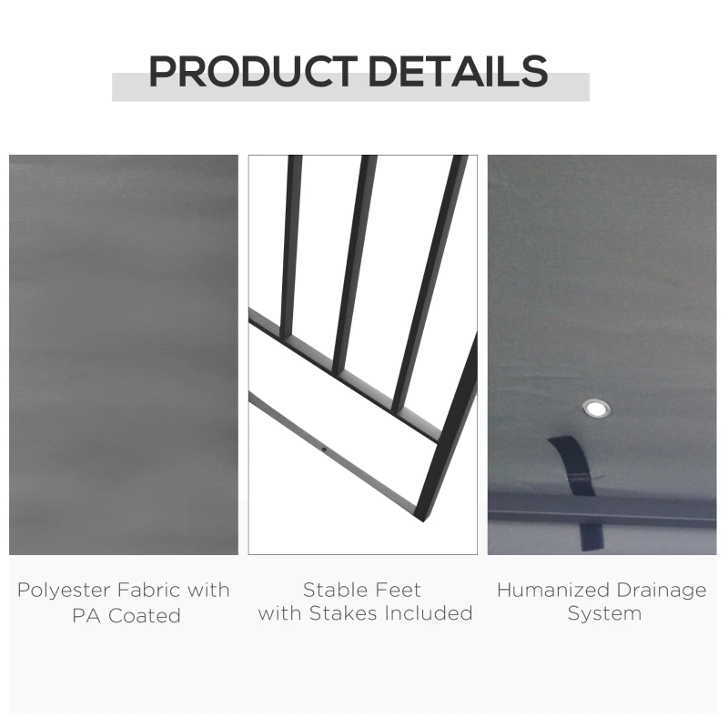 Best 3 x 3m Outdoor Steel Gazebo with 2 Tier Roof, Garden Gazebo Patio Canopy Marquee Shelter with Decorative Steel Frame - Grey - Image 6