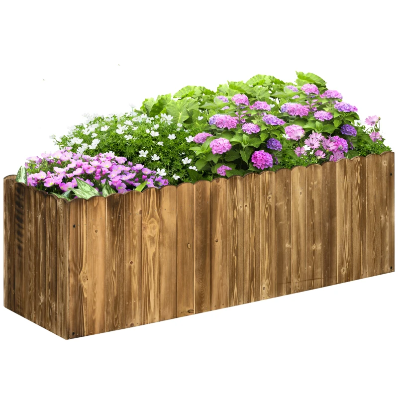 Best 172L Raised Garden Bed, Wooden Rectangle Planter Box, Outdoor Herb Vegetable Flower Pot (120L x 40W x 40H cm)