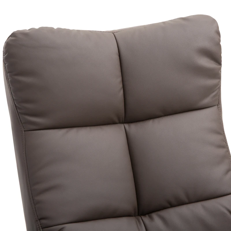 Best Recliner Armchair, Swivel Reclining Chair With Ottoman, Swivel Faux Leather Chair with Wooden Base and Storage Footstool for Living Room, Brown - Image 8