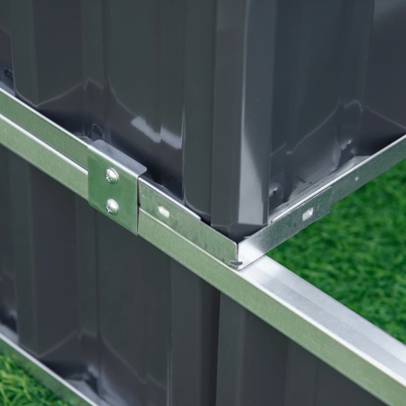 Best 3 Tier Raised Garden Bed, Metal Elevated Planer Box Kit Flower Pot w/ A Pairs of Glove for Garden, Patio to Grow Vegetables, Herbs, Flowers, 118 x 118 x 62 cm, Grey - Image 8