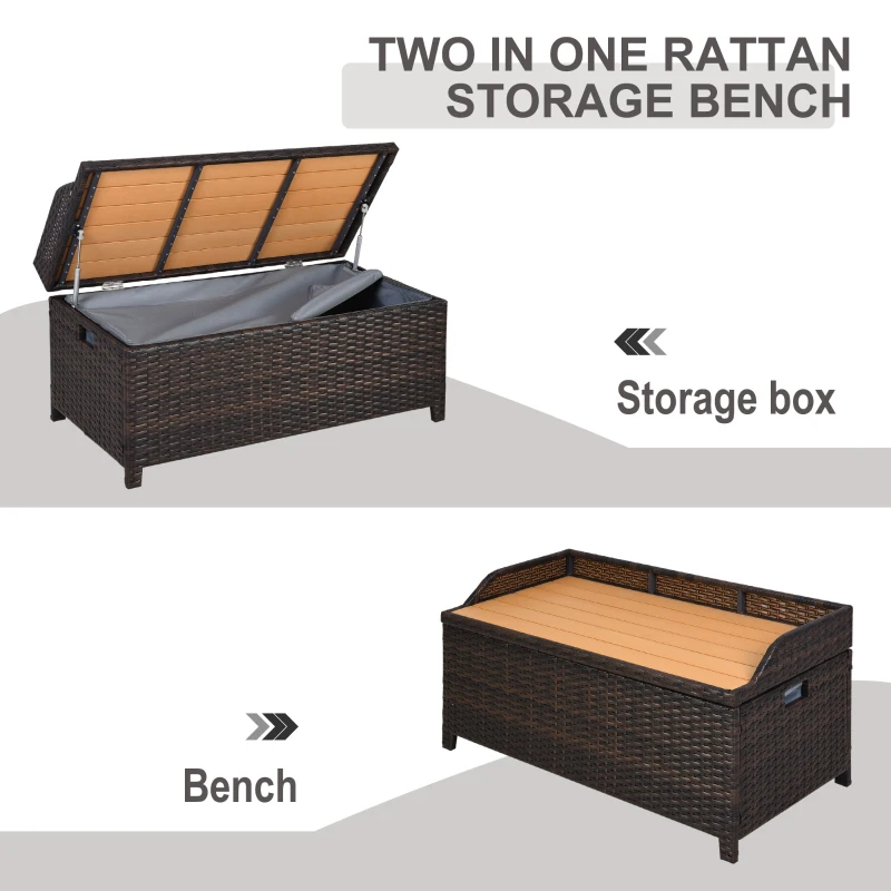 Best 130 L Rattan Garden Storage Box, with Seat - Mixed Brown - Image 5