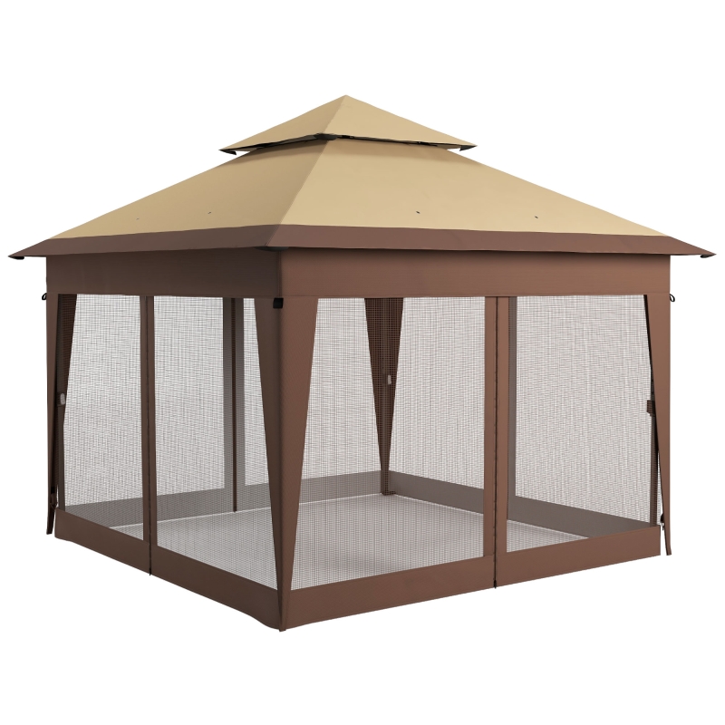 Best 3 x 3(m) Pop Up Gazebo with Mosquito Netting, 1 Person Easy up Marquee Party Tent with 1-Button Push, Double Roof, Carry Bag, Sandbags, Height Adjustable Instant Shelter, Khaki - Image 11