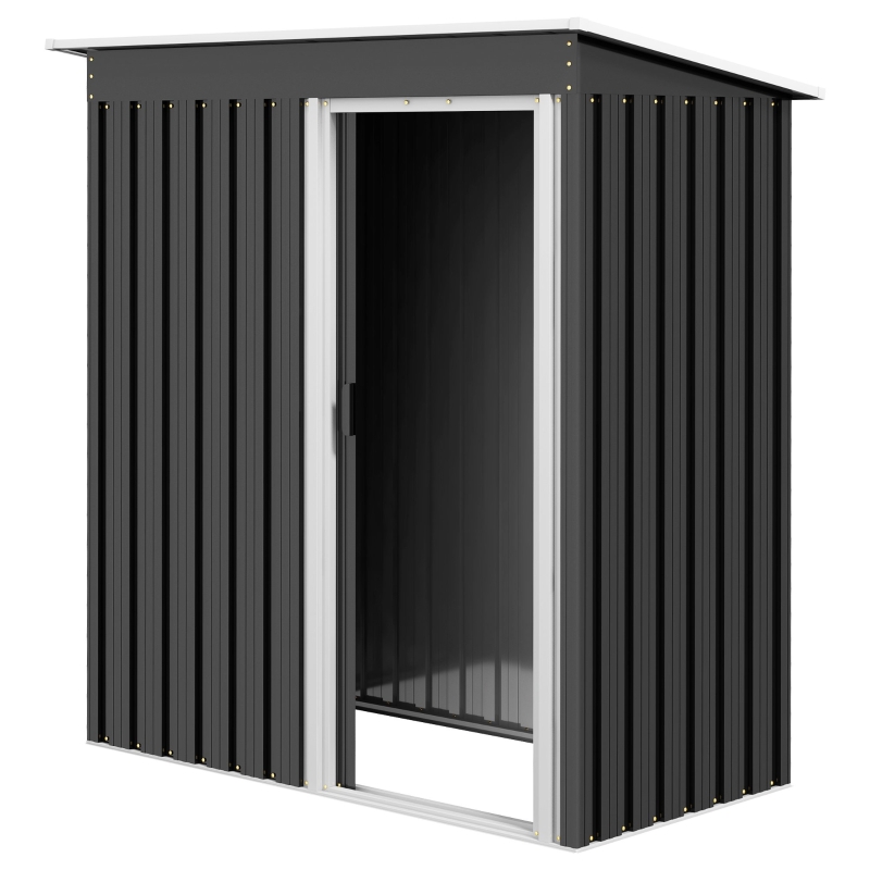 Best 5 x 3ft Garden Storage Shed with Sliding Door and Sloped Roof Outdoor Equipment Tool, Black - Image 11