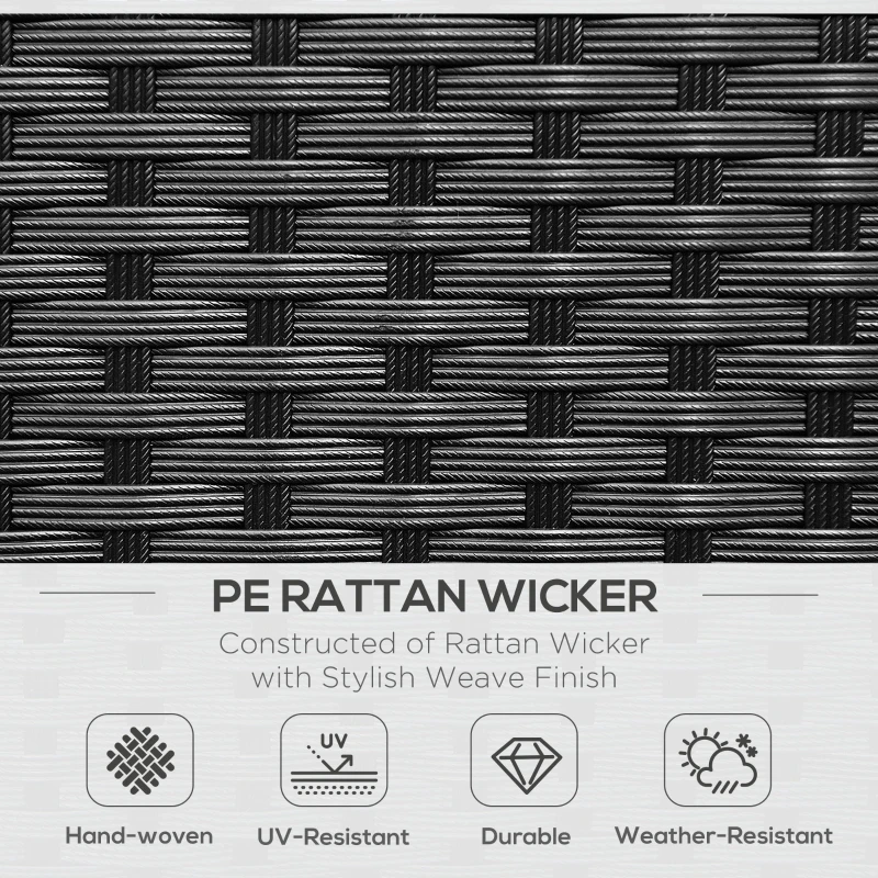 Best 2-Seater Rattan Chair Set W/Middle Tea Table-Black - Image 4