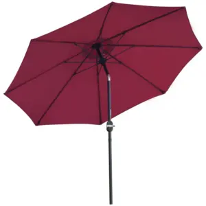 Best 2.7M Garden Parasol Umbrella with Glass Fibre Ribs and Aluminium Frame, Tilting Sun Shade Shelter Canopy, Wine Red
