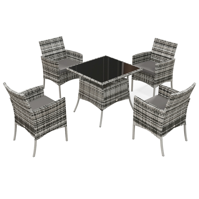 Best Five-Pieces Rattan Dining Set - Mixed Grey - Image 11