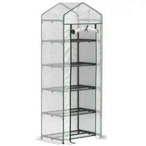 Best 193cm Five Shelf Mini Greenhouse - White