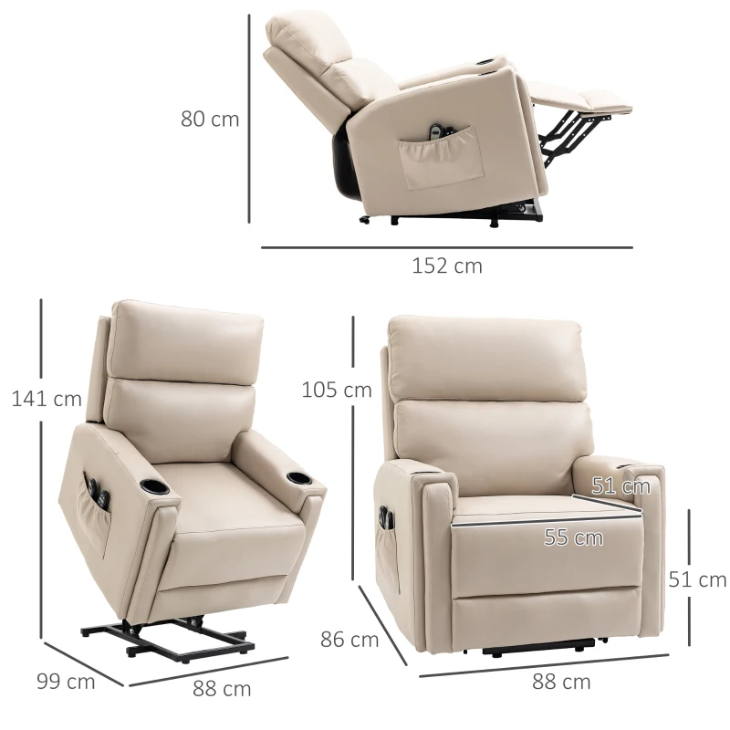 Best Electric Riser and Recliner Chair, with Massage and Heat - Beige - Image 3