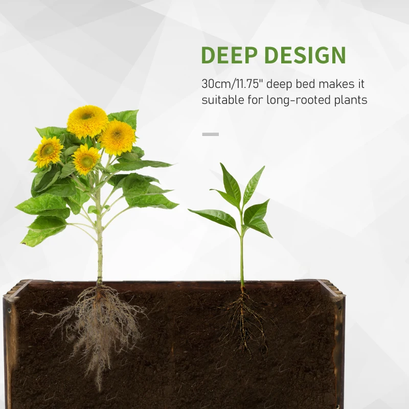 Best 52L Raised Flower Bed Wooden Rectangular Planter Container Box Herb Pot Flower Pot 78L x 35W x 30H (cm) - Image 6