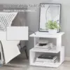 Best Side Table Square Coffee Table Modern End Table with 2 Tier Storage Shelves for Living Room, Bedroom, White - Image 4