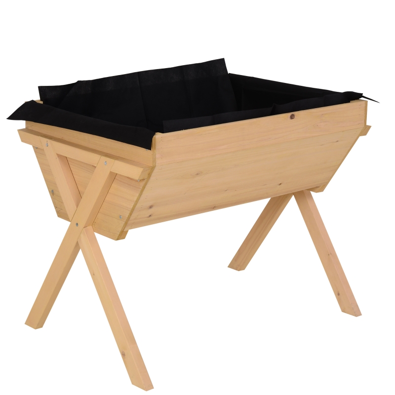 Best Large Fir Wood Raised Plant Stand Oak Tone - Image 14