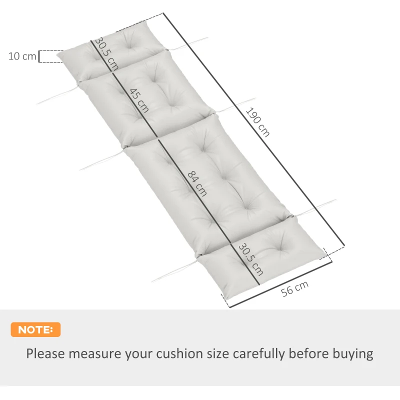 Best Sun Lounger Cushions Only, 190x56x10cm Garden Lounge Chair Cushions, UPF20+ 220gsm Fabric, Thick Sunbed Replacement Pads with 6 Ties, Light Grey - Image 3