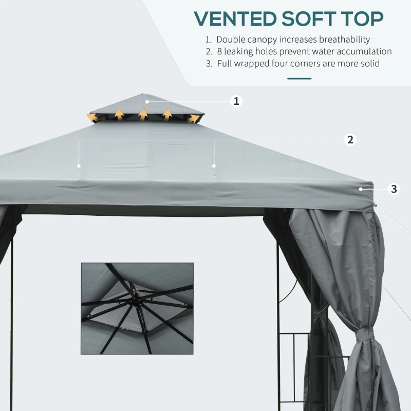 Best 3 x 3 m Garden Gazebo Double Roof Marquee Patio Wedding Party Tent Canopy Shelter with Sidewalls, (Dark Grey) - Image 4