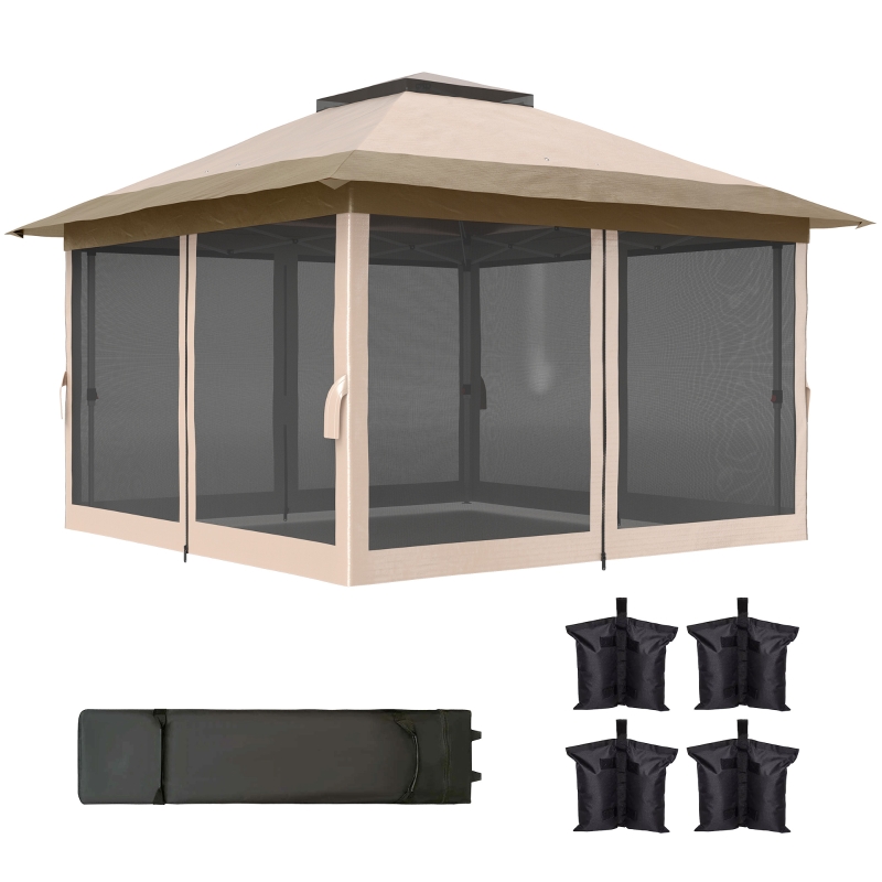 Best 3.6 x 3.6m Pop-Up Gazebo, with Accessories - Beige - Image 10