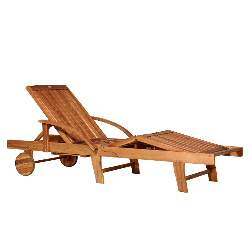 Best Outdoor Garden Patio Wooden Sun Lounger Foldable Recliner Deck Chair Day Bed Furniture with Wheels