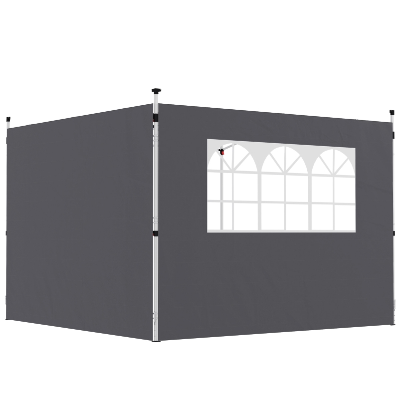 Best 3 Meters Gazebo Replaceable Exchangeable Side Panel Wall Panels Walls With Window, Dark Grey