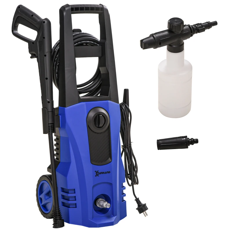 DURHAND High Pressure Washer, 150 Bar Pressure, 510 L/h Flow, 1800W, High-Performance Portable Power Jet Wash Cleaner, Blue