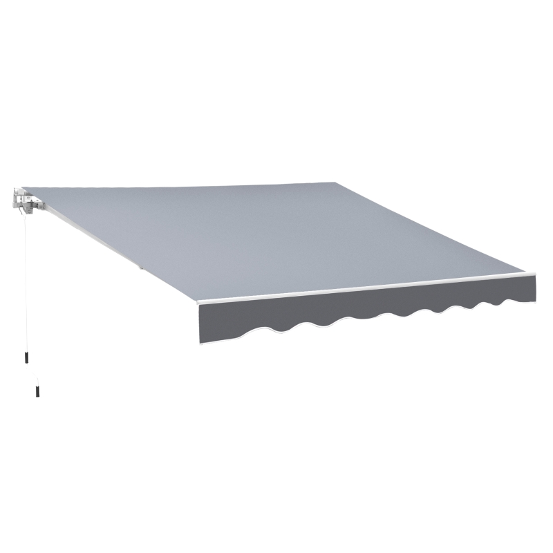 Best 2.5m x 2m Garden Patio Manual Awning Canopy Sun Shade Shelter Retractable with Winding Handle Grey