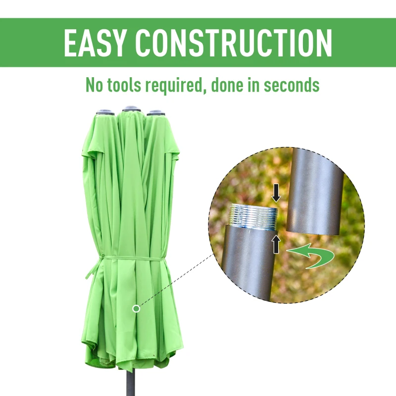 Best 4.6M Sun Umbrella Canopy Double-sided Crank Sun Shade w/ Cross Base Green - Image 6