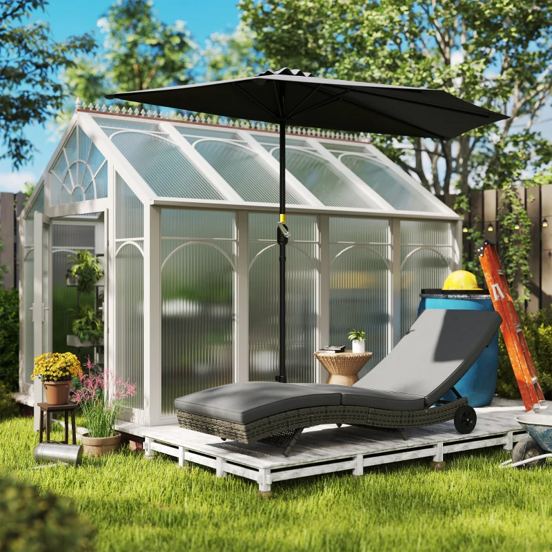 Best Patio Wicker Chaise Lounge Chair, Outdoor PE Rattan Sun Lounger with Adjustable Backrest and 2 Wheels, Dark Grey - Image 8