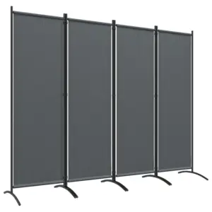 Best 4 Panel Folding Garden Divider, 1.7m Privacy Screen with Wide Feet, Portable Freestanding Privacy Panel for Deck, Pool, Hot Tub, Dark Grey