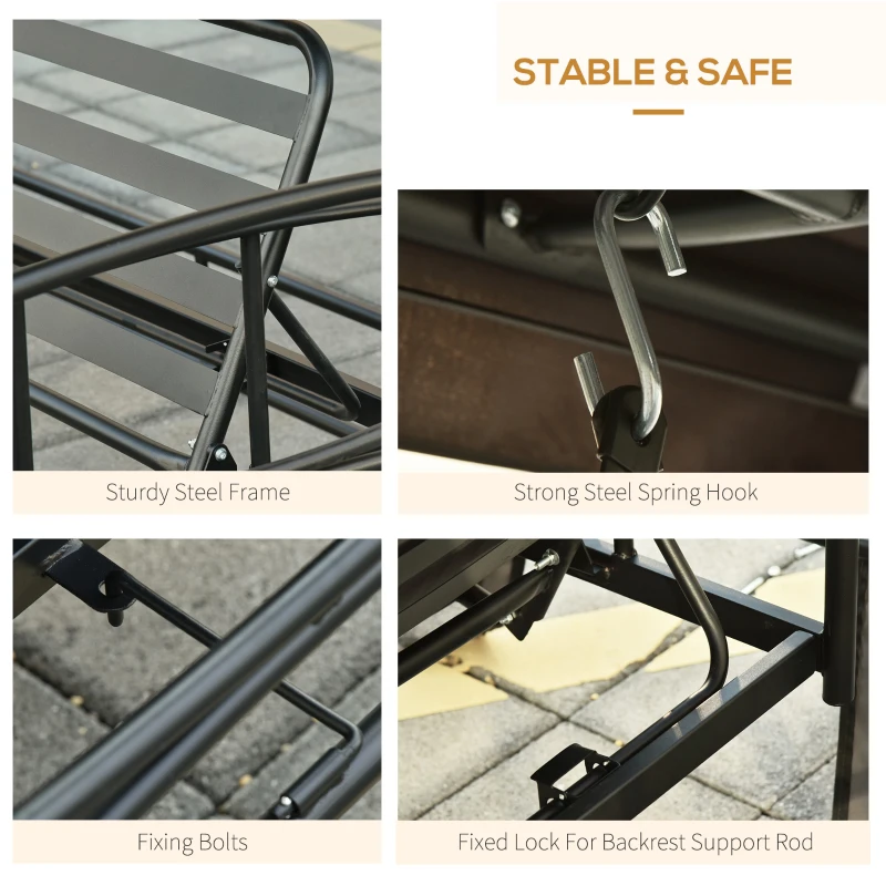 Best 3 Seater Swing Chair 3-in-1 Convertible Garden Swing Seat Bed Gazebo Patio Bench Outdoor with Double Tier Canopy, Cushioned Seat, Mesh Sidewalls, Grey - Image 7