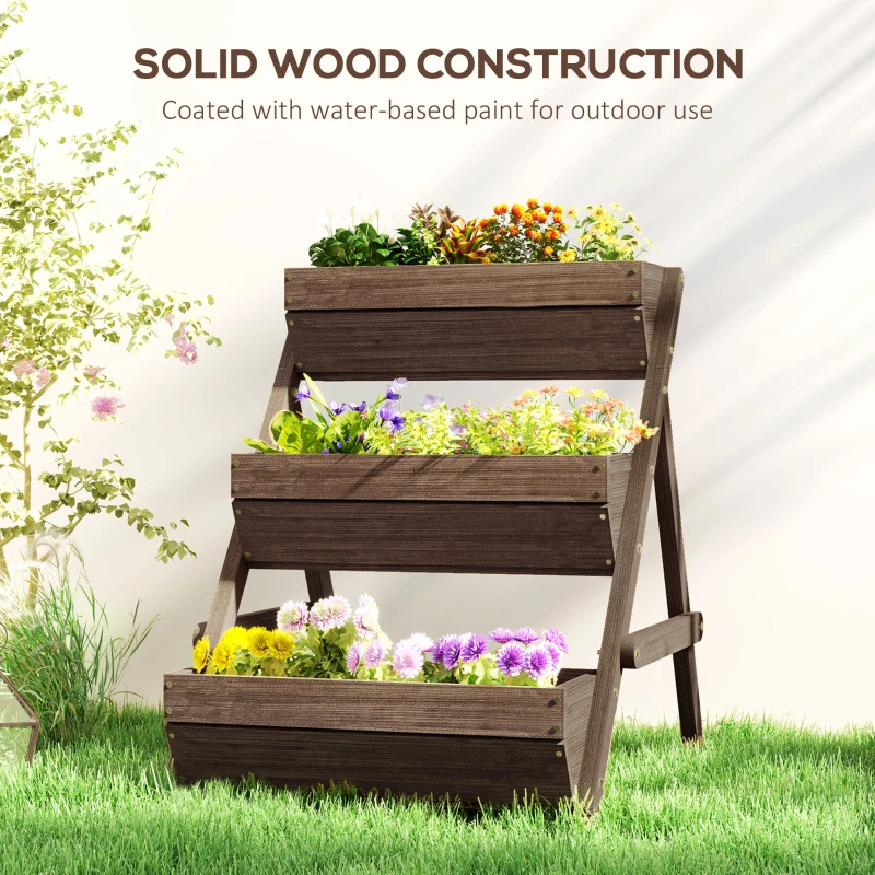 Best 3 Tier Raised Garden Bed Wooden Elevated Planter Box Kit, 66L for Flower, Vegetable, Herb, 65x75x78cm, Tan - Image 6