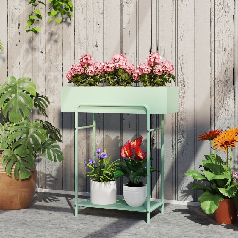 Best 2 Tier Plant Stand, Metal Plant Rack Shelf with Drain Holes, Floor-standing Flower Pot Stand for Indoor Outdoor Garden Patio Balcony Living Room, Green - Image 10