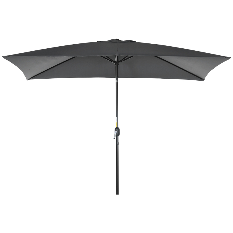 Best 3x2m Patio Parasol Garden Umbrellas Canopy with Aluminium Tilt Crank Rectangular Sun Shade Steel, Black - Image 11