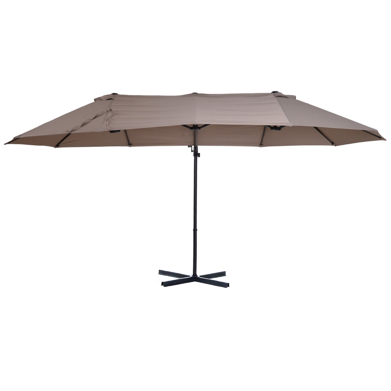 Best Double Canopy Offset Parasol Umbrella Garden Shade with 12 Support Ribs Crank Handle Easy Lift Twin Canopy Brown - Image 11