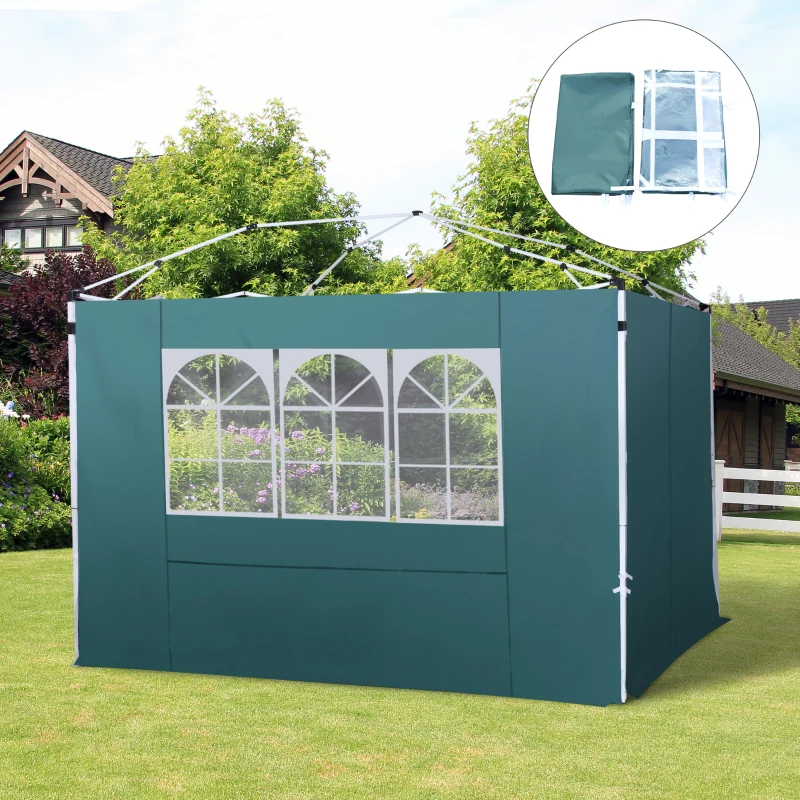 Best 3 Meters Gazebo Replaceable Exchangeable Side Panel Wall Panels Walls With Window, Dark Green - Image 2