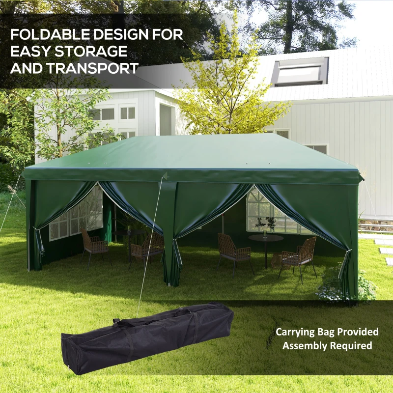Best 3 x 6m Pop-Up Gazebo, with Curtain Walls and Windows - Dark Green - Image 5