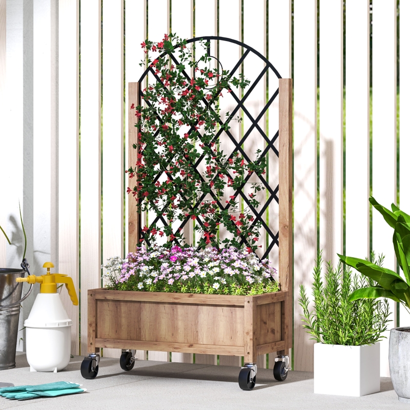 Best Wooden Planter, with Metal Trellis - Brown/Black - Image 10