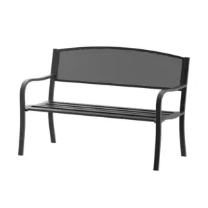 Best Garden Bench Furniture Patio Park 2 Person Chair Seat Steel Black 120cm Outdoor